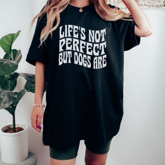 Tops - Retro Dog Mom Shirt, Dog Mama Shirt, Dog Lover, Life_s Not Perfect But Dogs Are